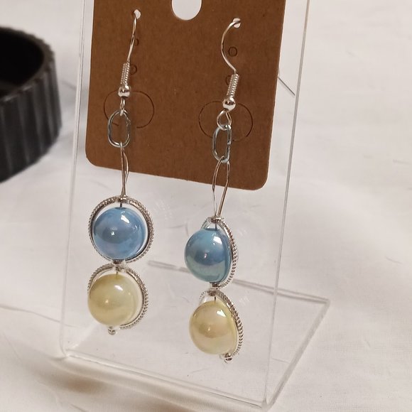 Steel Homemade Hand Crafted Dangled Earrings with Acrylic Beads #58 - Picture 12 of 14